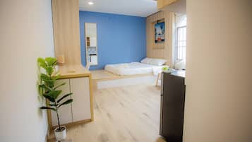 Standard Double or Twin Room | Desk, laptop workspace, blackout drapes, iron/ironing board