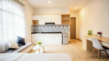 Standard Double or Twin Room | Desk, laptop workspace, blackout drapes, iron/ironing board