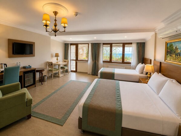 Family Suite, Sea View | Premium bedding, pillow-top beds, minibar, in-room safe