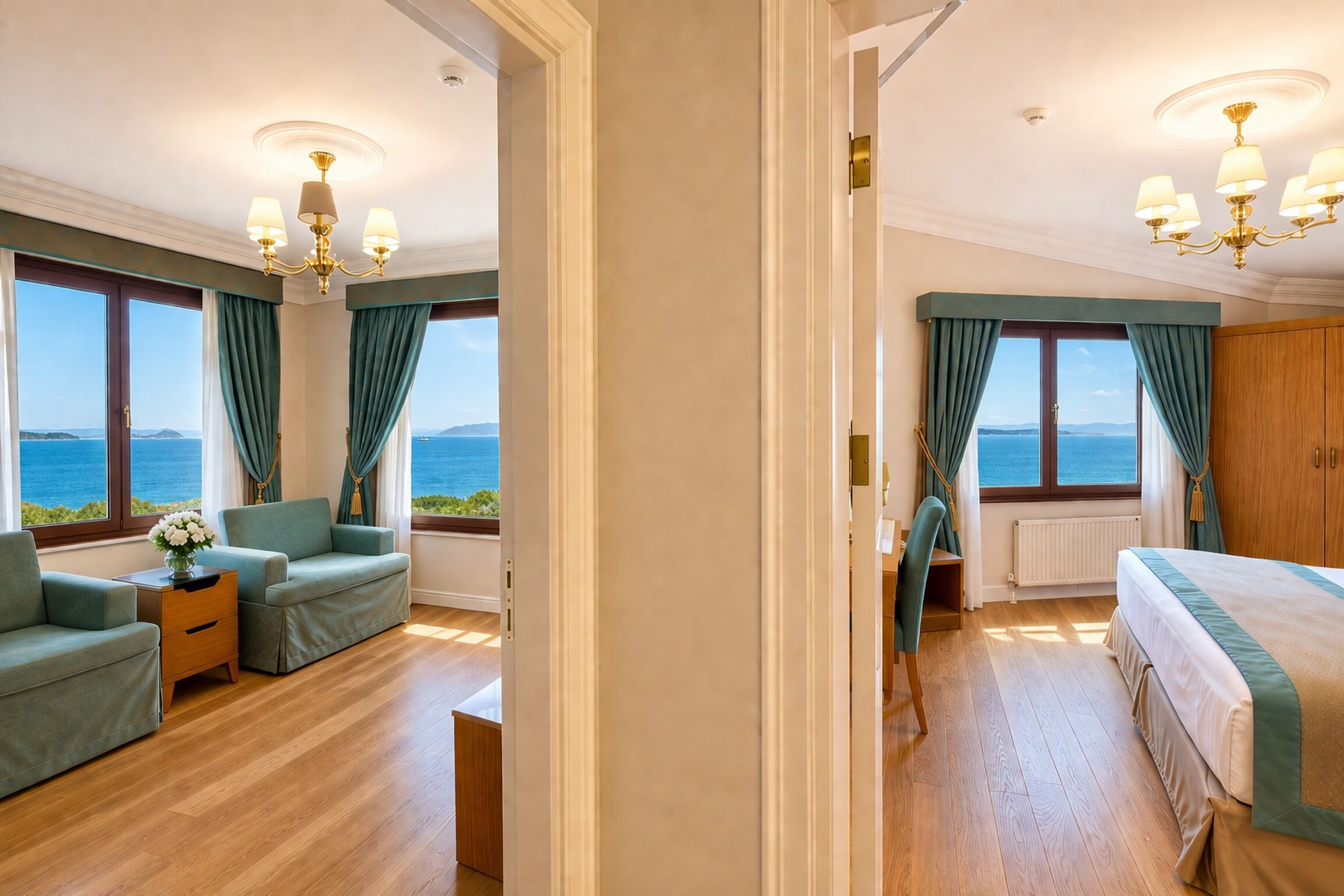 Family Suite, Sea View | Premium bedding, pillow-top beds, minibar, in-room safe