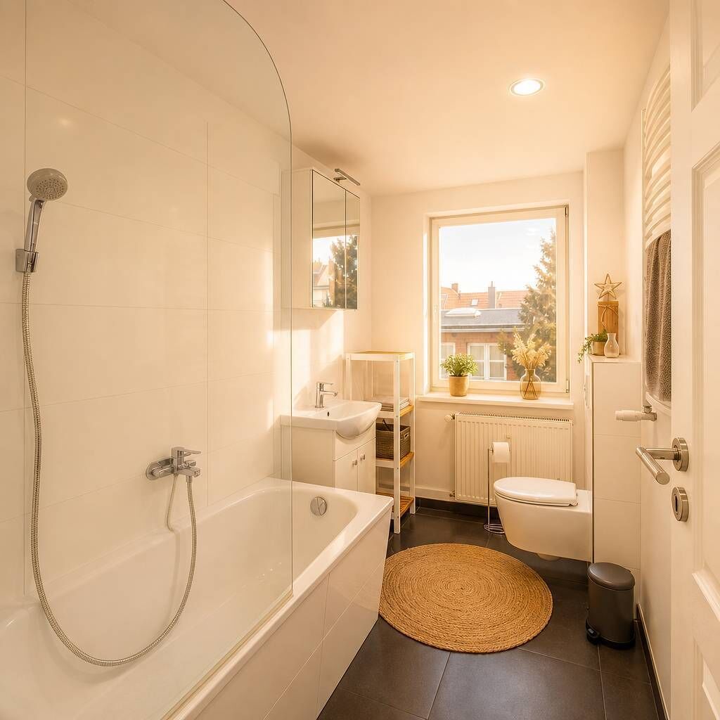 Een douche, een haardroger, shampoo