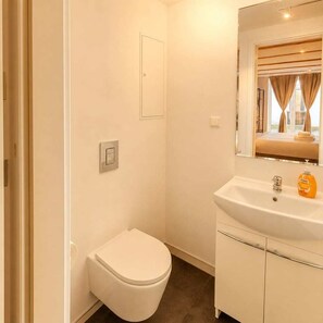 Shower, hair dryer, shampoo - City Apartment in Prime Location – Near Harbour & Old Town (Wismar)
