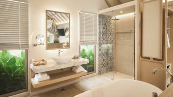 Bungalow, 1 King-Bett, Gartenblick, am Strand | Badezimmer