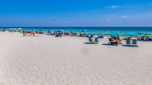 A beach with numerous umbrellas and lounge chairs, indicating a resort setting. - Beach Club D209- Direct Gulf View - Beach - Pool - WIFI (Gulf Shores)