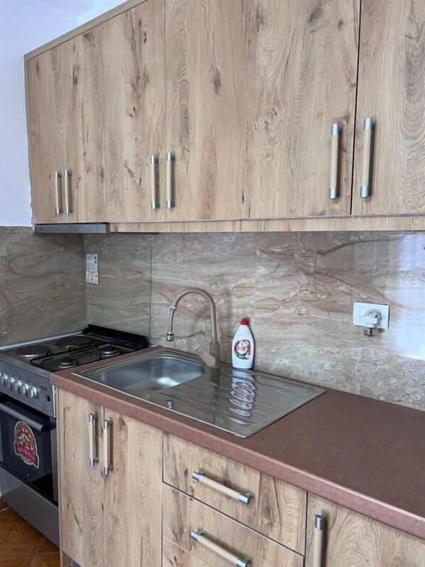 Fridge, dining tables