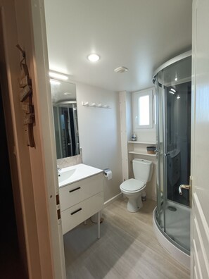 Hair dryer, soap, toilet paper