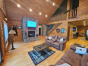 Smart TV, fireplace, DVD player, table football