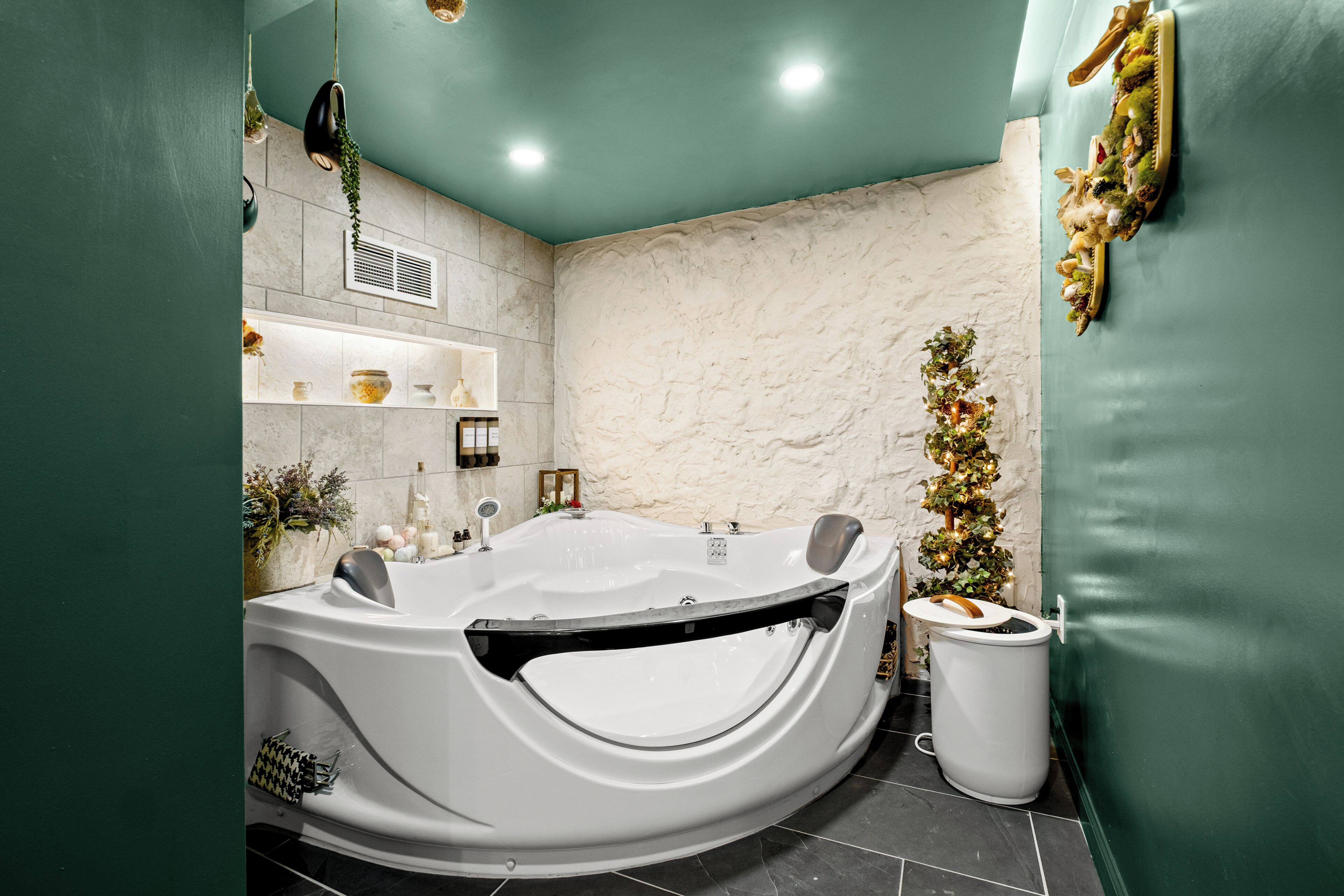Regadera, tina de hidromasaje, secadora de cabello, bidet 