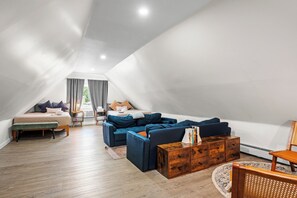 Smart TV, video games, foosball, books
