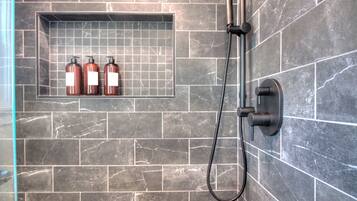 Shower, soap, toilet paper