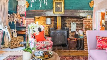 TV, fireplace