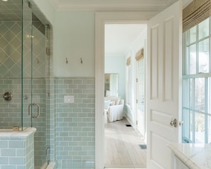 14 - Primary bath glass walk-in shower