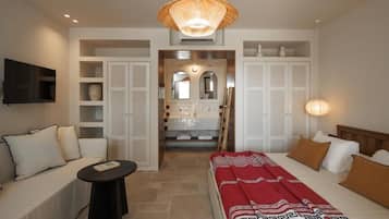 Junior Studio Suite, Balcony, Sea View | Frette Italian sheets, premium bedding, memory-foam beds, in-room safe