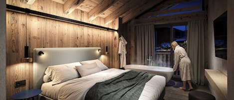 Chalet Luxe, vue montagne | Literie de qualité supérieure, couette en duvet d'oie, bureau