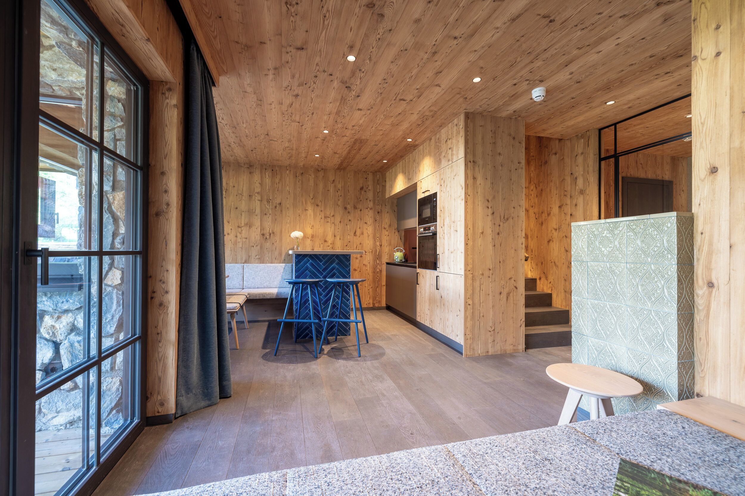 Luxury Chalet, Mountain View | Living area | Smart TV, fireplace, heated floors