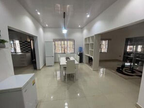 Dining - Havillah Court. Cosy Hill Top Residence. AC. WIFI. Solar. (Freetown)