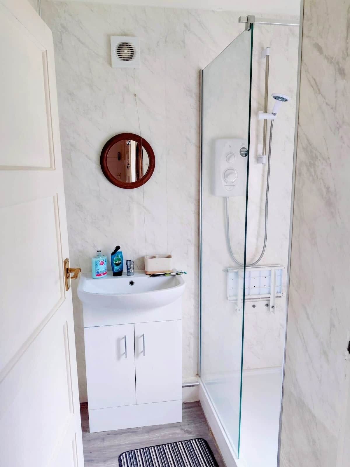 Hair dryer, soap, toilet paper