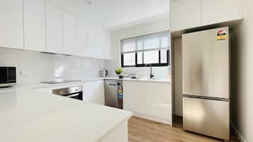 Fridge, microwave, oven, dishwasher