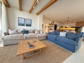 Chalet, 3 chambres, vue lagon | Coin séjour