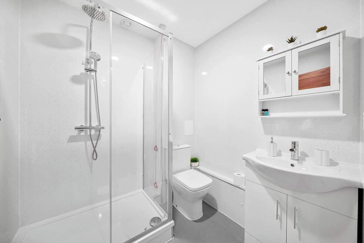 Ducha, secador de pelo y champú