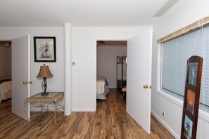 Hallway connecting the bedrooms and living space
