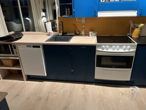 Kühlschrank, Mikrowelle, Geschirrspüler, Kochgeschirr/Geschirr/Besteck