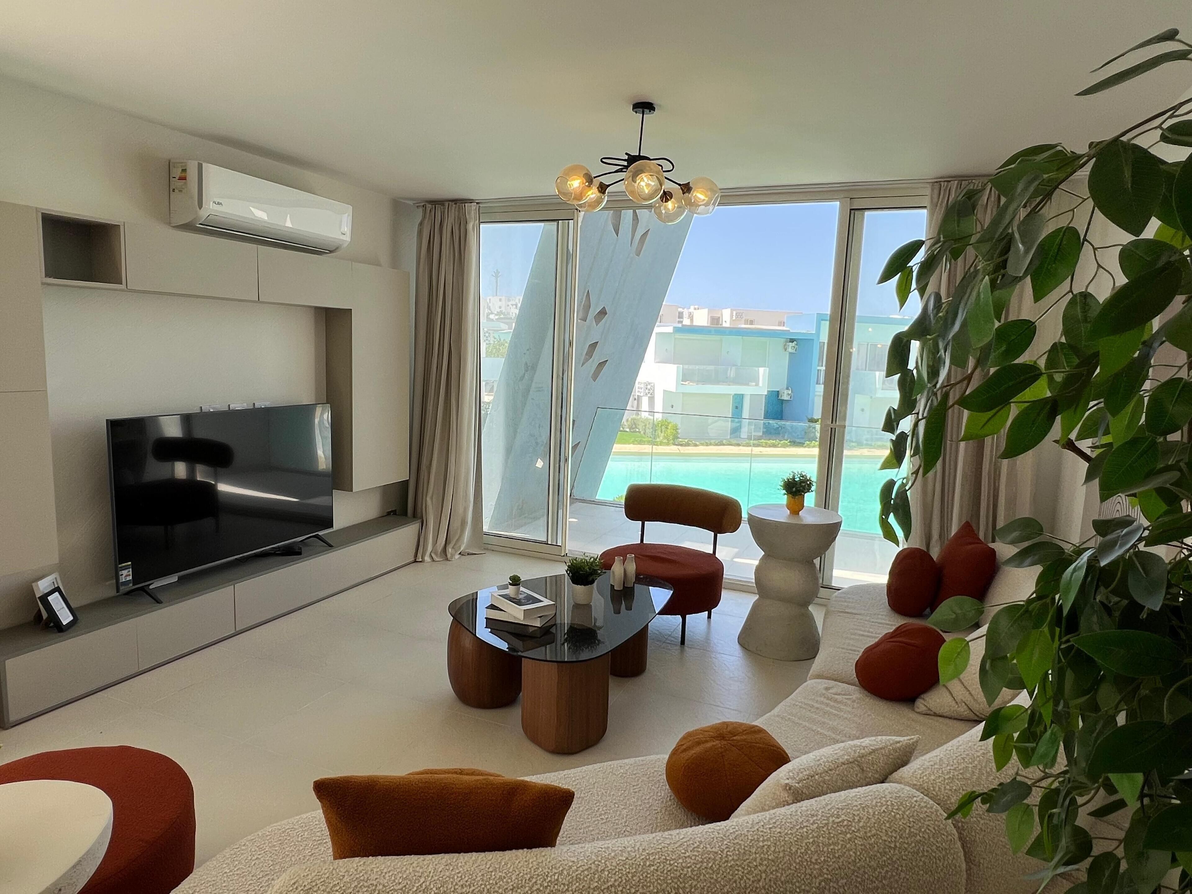 Chalet, 2 slaapkamers, uitzicht op lagune | Woonruimte