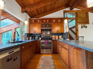 Fridge, microwave, oven, stovetop - Rustic Woodland Home | Hot Tub | Stream | Nature (Jamesville)