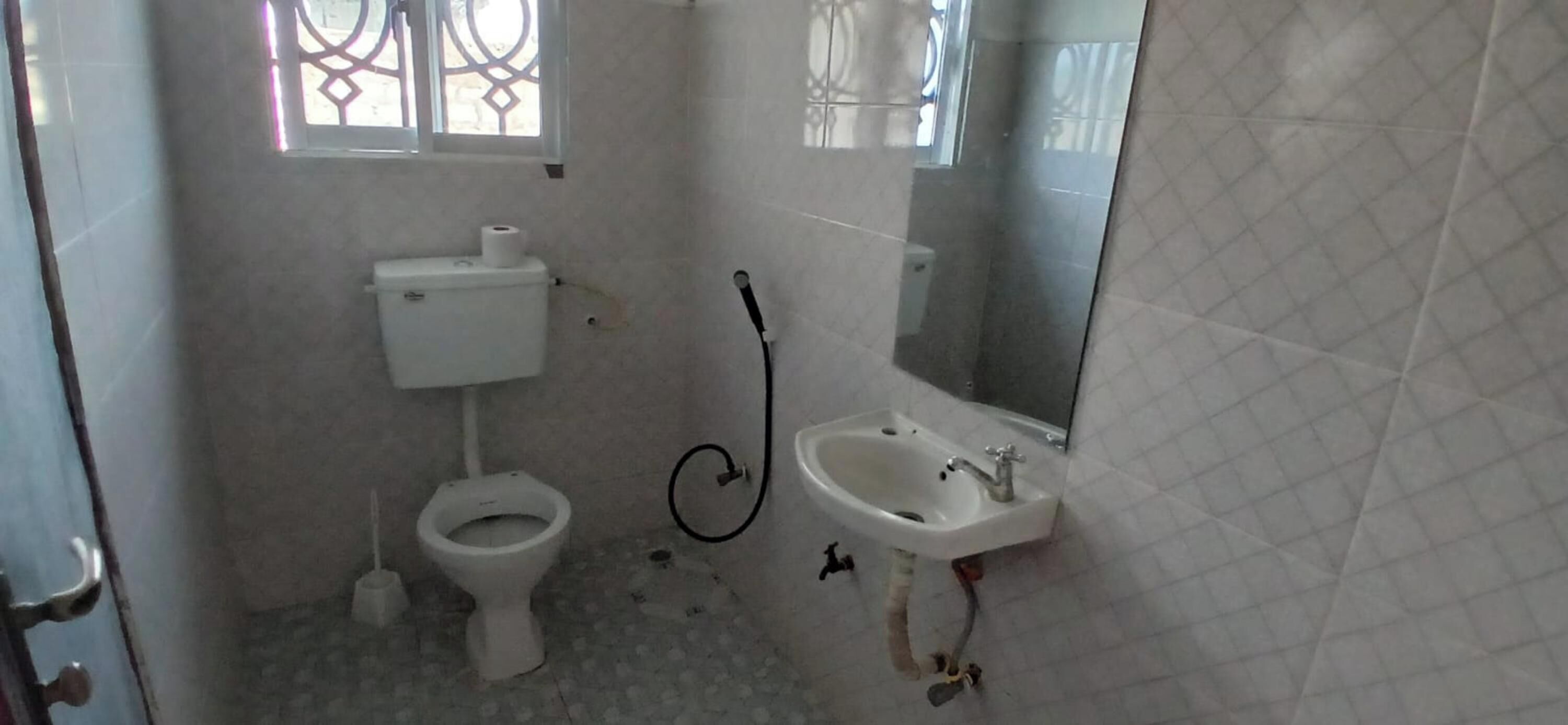Shower, towels, soap, toilet paper