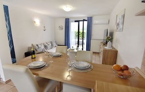 Apartment, 1 Bedroom, Patio | Dining room - Apartment With Pool in Čepljani Near Umag (Umag)