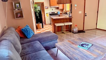 Smart TV, fireplace, video games, DVD player