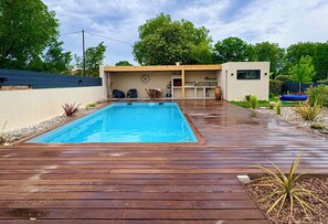 Outdoor pool - Family villa with pool & summer kitchen 15 min from the capitole (Beaupuy)