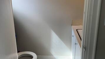 Douche, sèche-cheveux, serviettes fournies, savon
