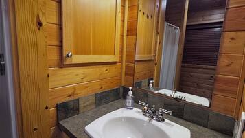 Shower, towels, soap, toilet paper