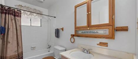 Shower, towels, soap, shampoo