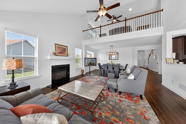 Great Room with Gas Fireplace & Roku TV