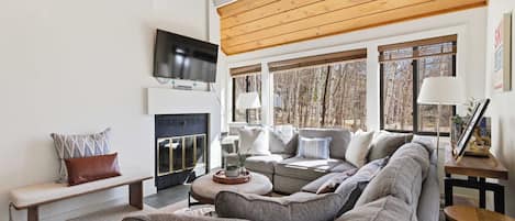 TV, fireplace, offices