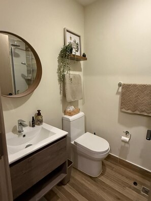 Dusche, Handtücher, Toilettenpapier