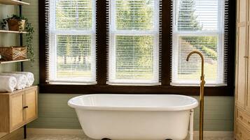 Shower, hair dryer, towels, toilet paper