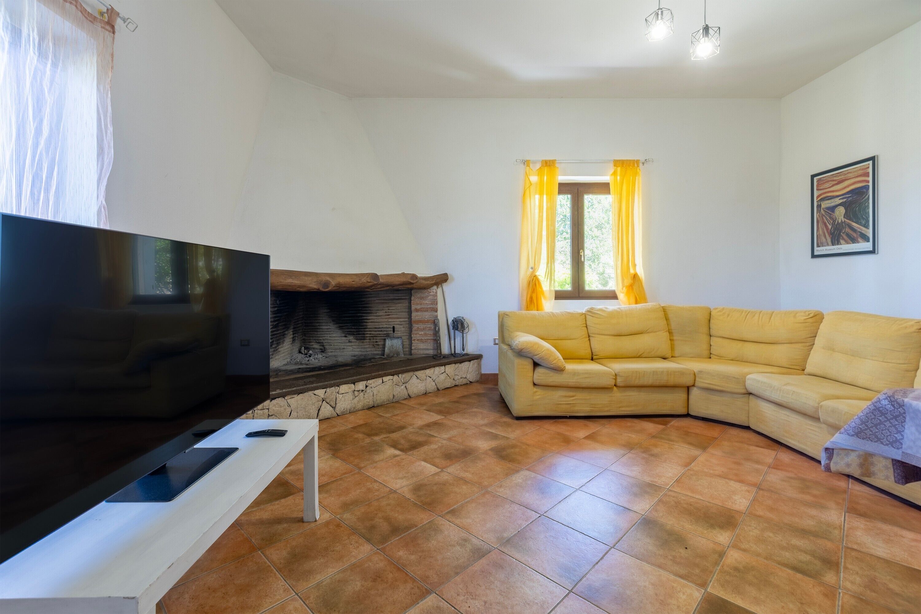 TV, caminetto