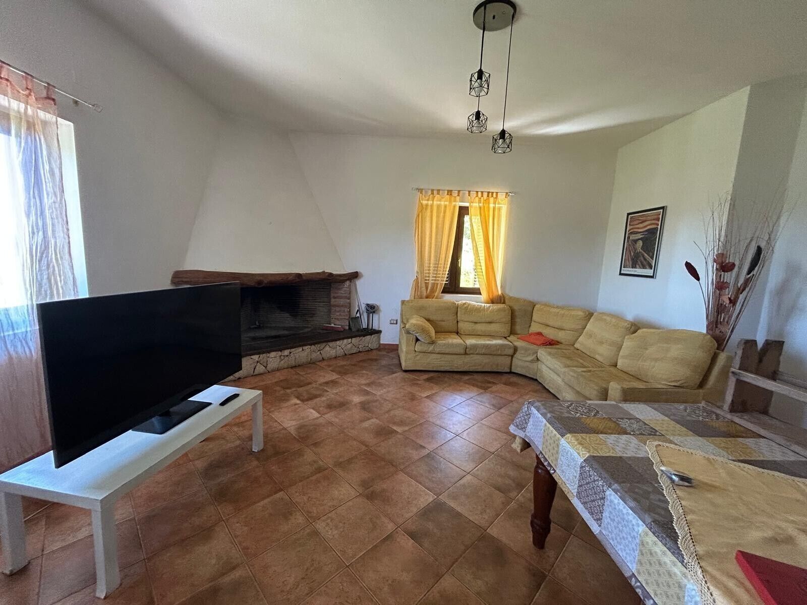 TV, fireplace
