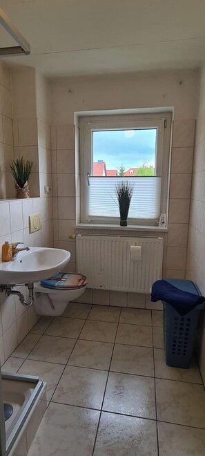 Hair dryer, towels, soap, toilet paper - Vacation apartment near Ballenstedt Castle Apartment 1 (Ballenstedt)