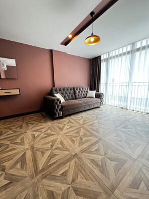 Deluxe Apartment, 1 Queen Bed with Sofa bed, Non Smoking, City View | Living area - HAYAL LARA DELUXE APART OTEL (Antalya)