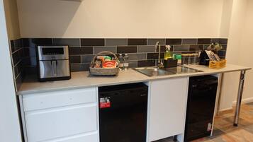 Fridge, microwave, dishwasher, electric kettle