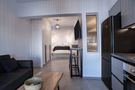 Interior. Næxon Vivlos Grey Roof Apartment with Shared Terrace, Wi-Fi and Air Conditioning