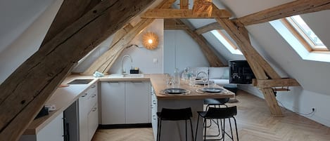 Fridge, microwave, stovetop, dishwasher