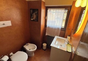 Regadera, secadora de cabello, bidet, toallas 