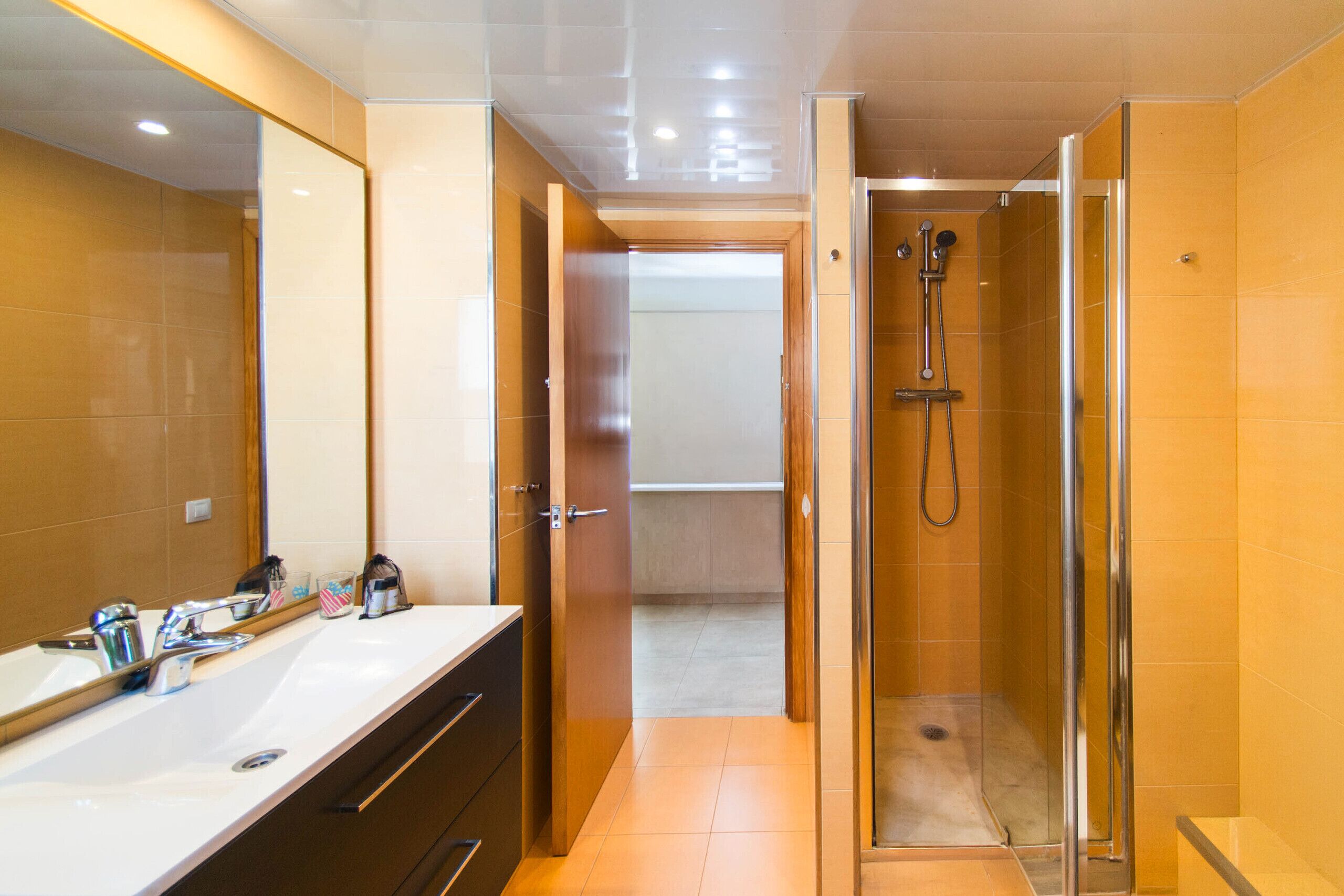 Een douche, een haardroger, handdoeken