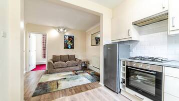 Fridge, microwave, oven, electric kettle