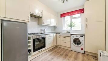 Fridge, microwave, oven, electric kettle